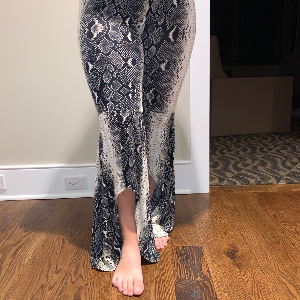 Snake print bell bottoms